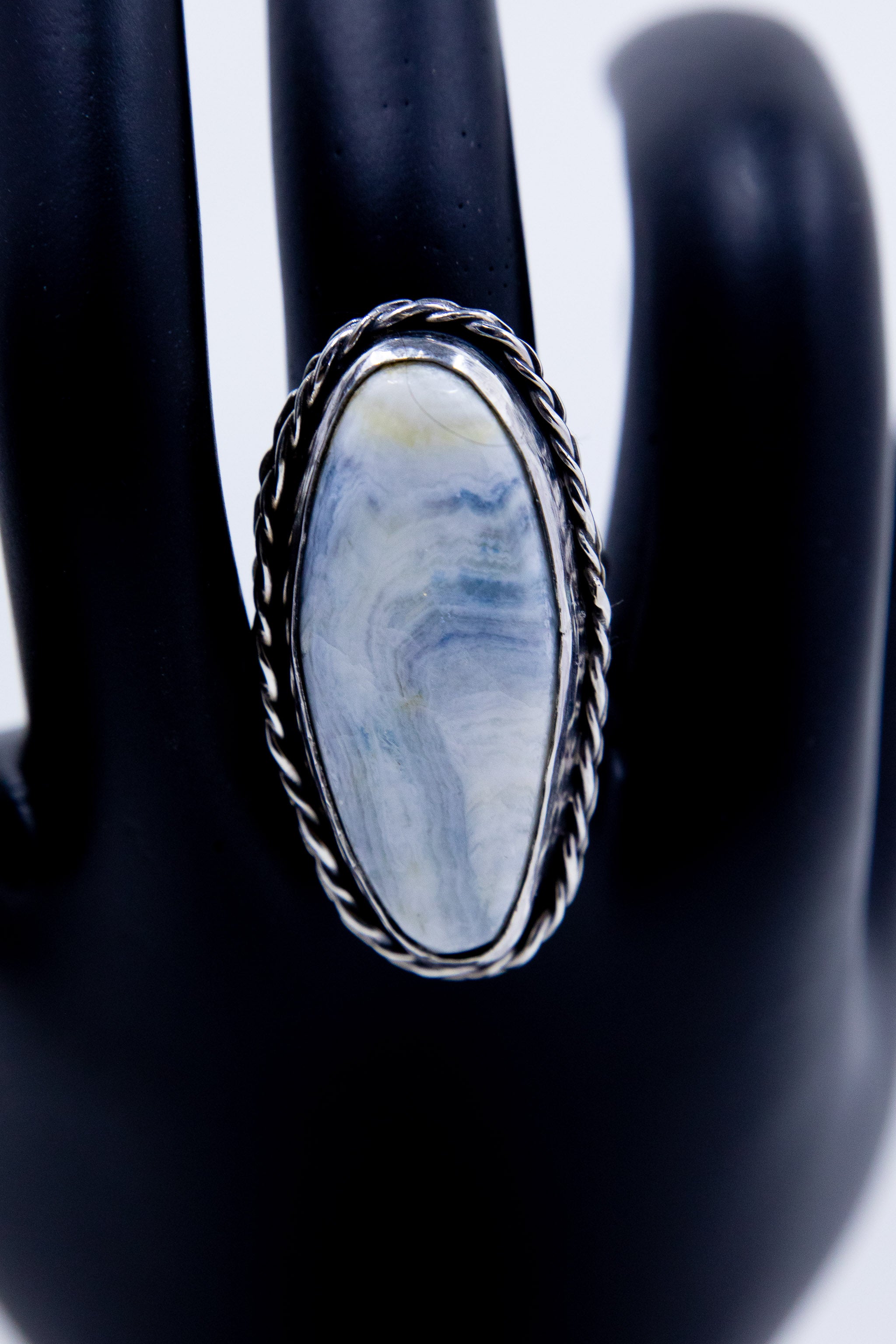 Sterling Silver and Blue Chalcedony Ring (size 8))