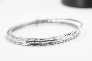 Sterling Silver Slim Bangle Bracelet Set of 3 (M)