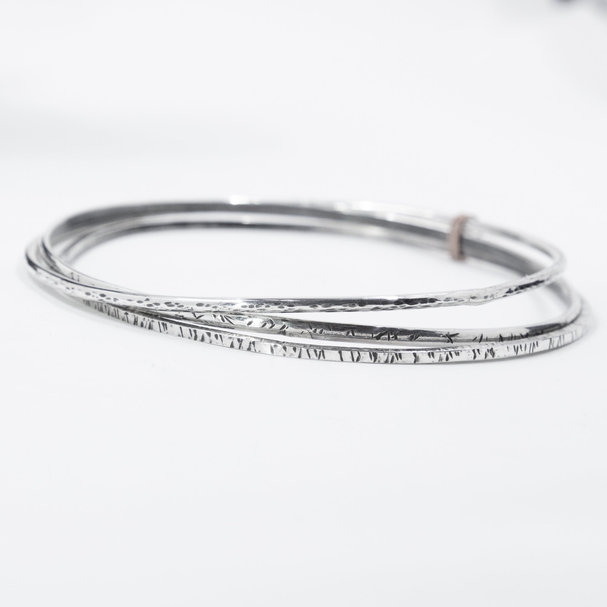 Sterling Silver Slim Bangle Bracelet Set of 3 (L)