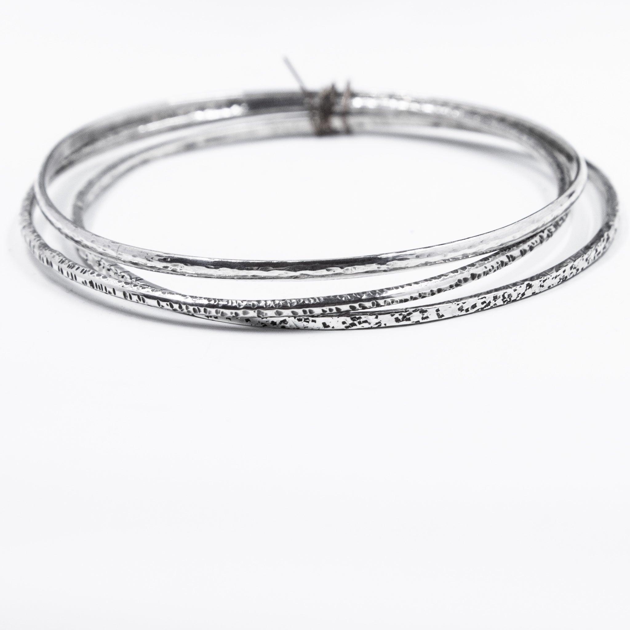 Sterling Silver Slim Bangle Bracelet Set of 3 (M)