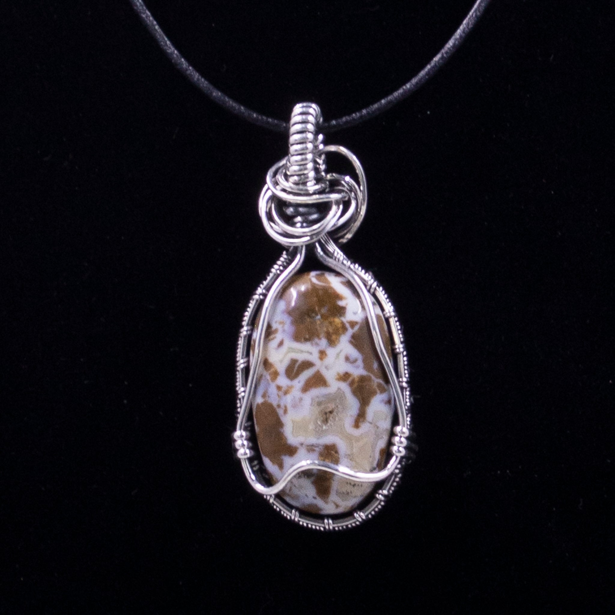 Coprolite Set in Sterling Silver Wire Wrap Pendant