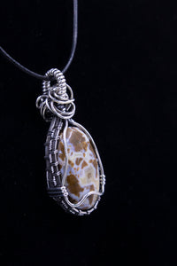 Coprolite Set in Sterling Silver Wire Wrap Pendant