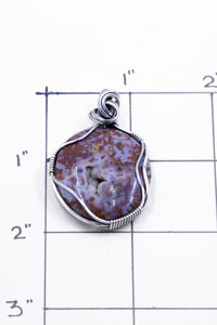 Moss Agate with Druzy Pendant Set in Sterling Silver