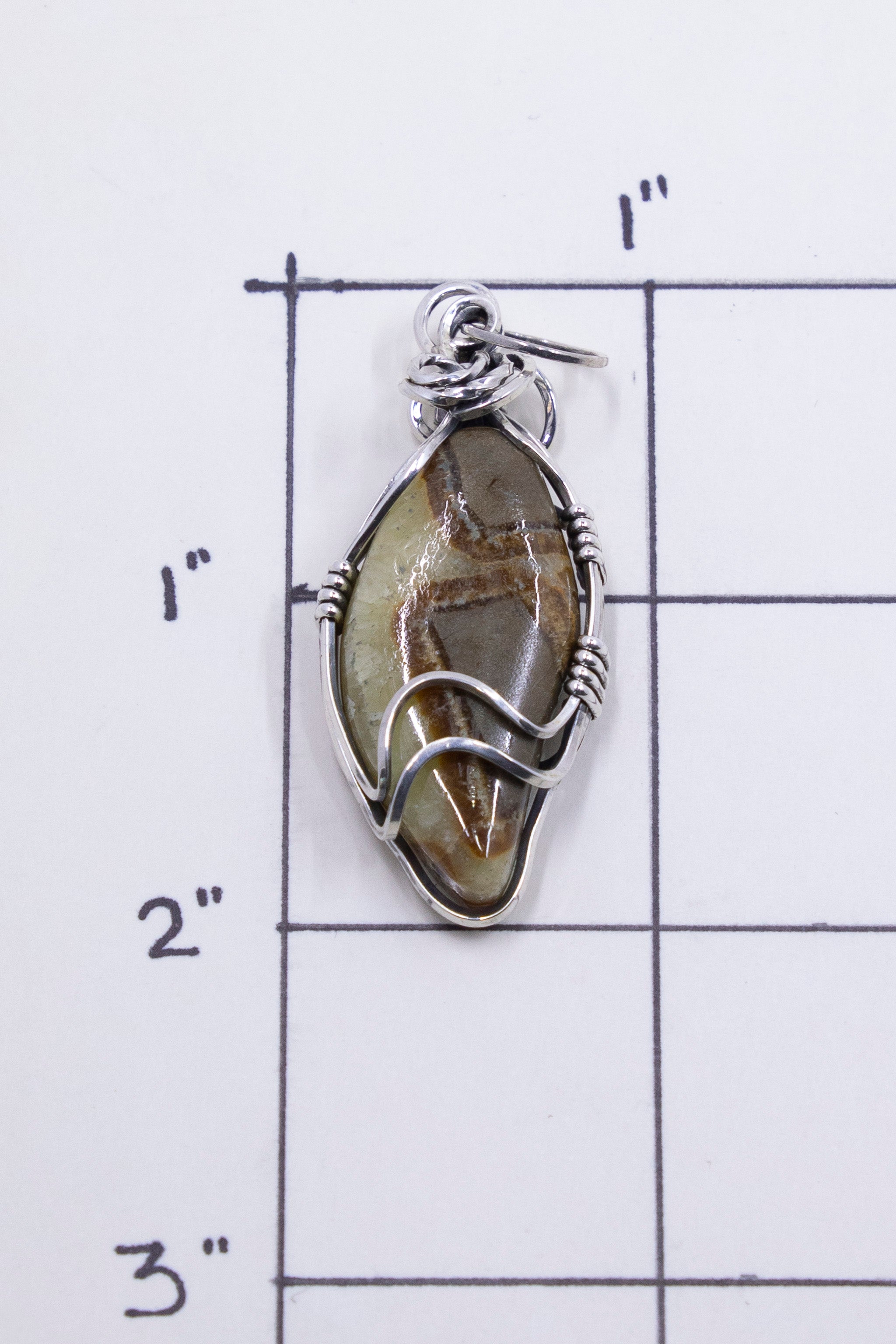 Septarian Sterling Silver Wire Wrap Pendant