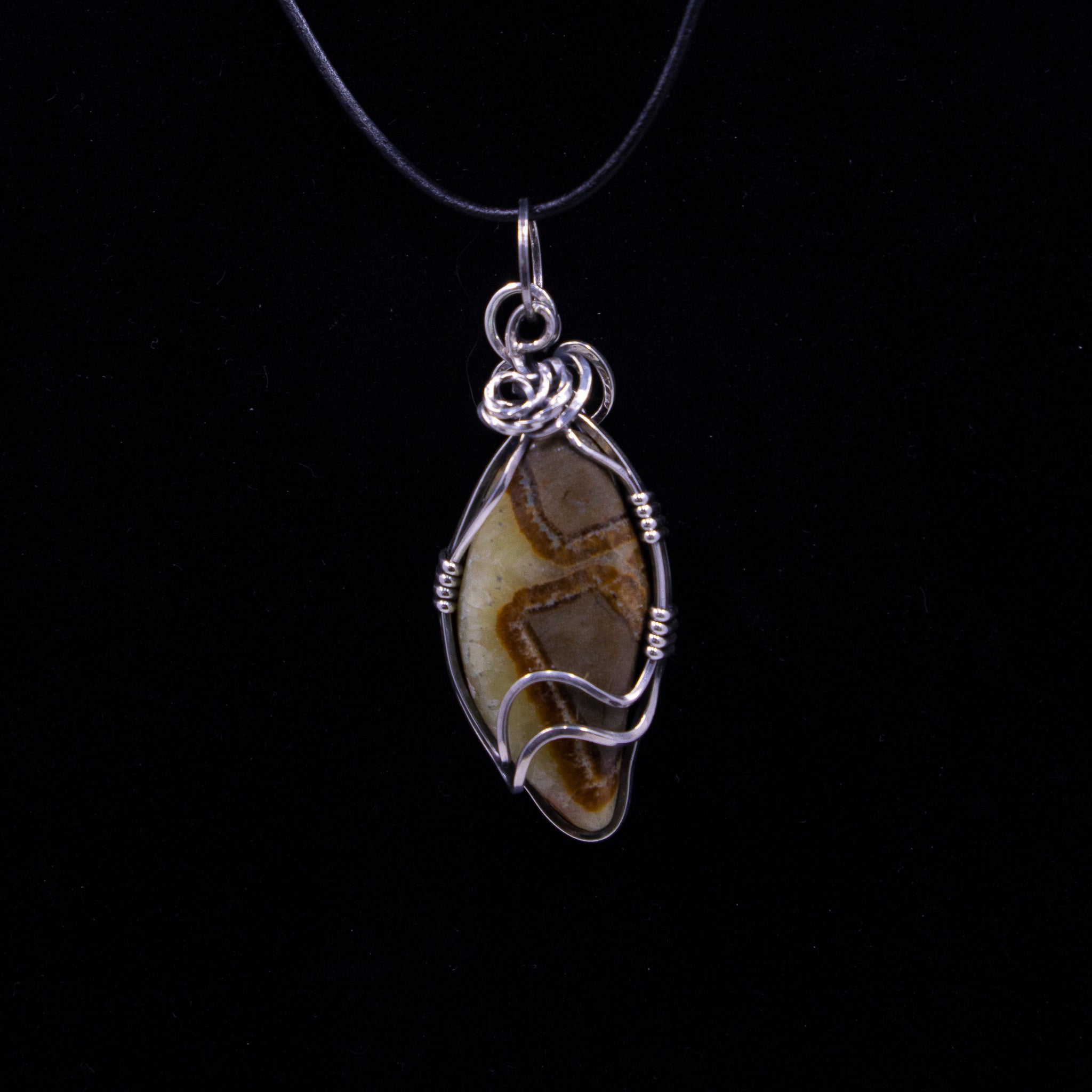 Septarian Sterling Silver Wire Wrap Pendant