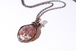 Wendover Agate Copper Wire Wrap Pendant