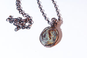 Oregon Kaleidoscope Jasper Copper Wire Pendant