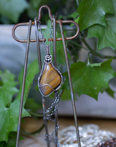 Yellow Petrified Wood Sterling Silver Wire Wrap Pendant