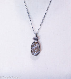 Coprolite Set in Sterling Silver Wire Wrap Pendant