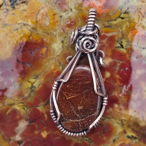 Dino Bone Brown Copper Wire Wrap Pendant