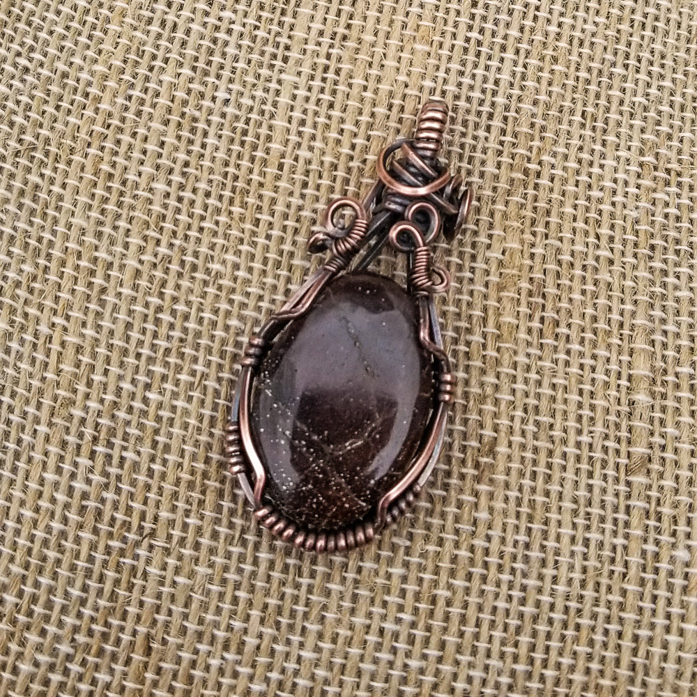 Dino Bone Brown Copper Wire Wrap Pendant