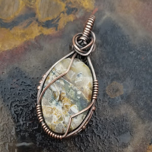 Variegated Jasper Copper Wire Wrap Pendant