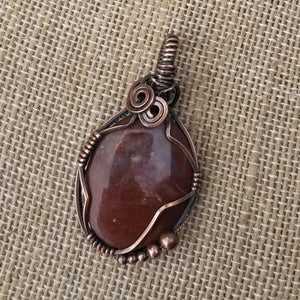 Red Moss Agate Copper Wire Wrap Pendant