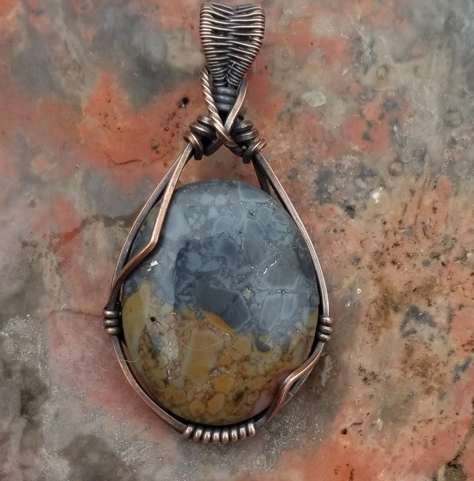 Jasper Copper Wire Wrap Pendant