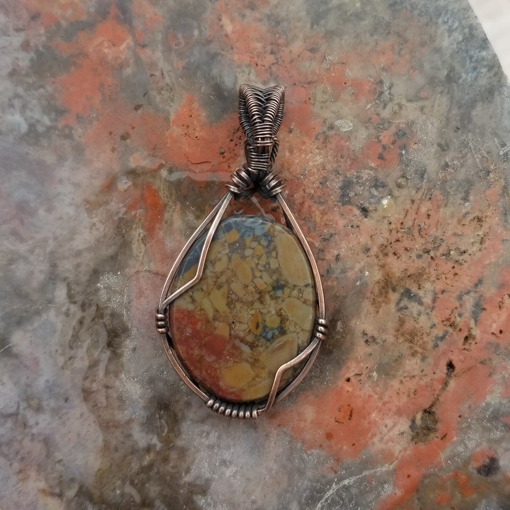 Jasper Copper Wire Wrap Pendant