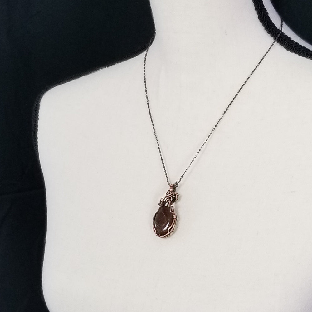 Dino Bone Brown Copper Wire Wrap Pendant