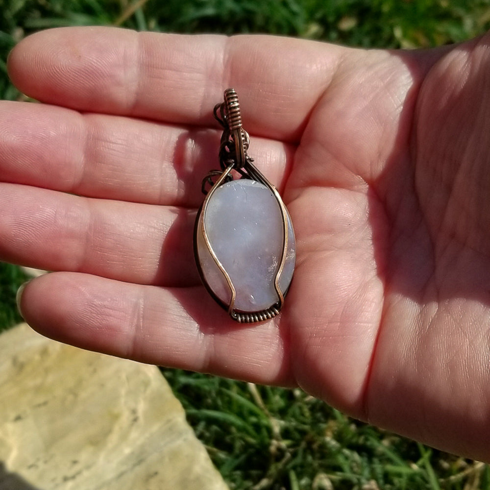 Utah Orange Agate Copper Wire Wrap Pendant