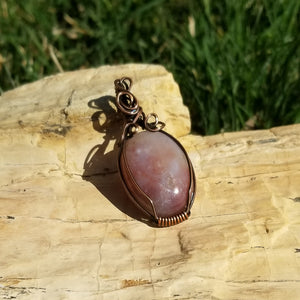 Utah Orange Agate Copper Wire Wrap Pendant