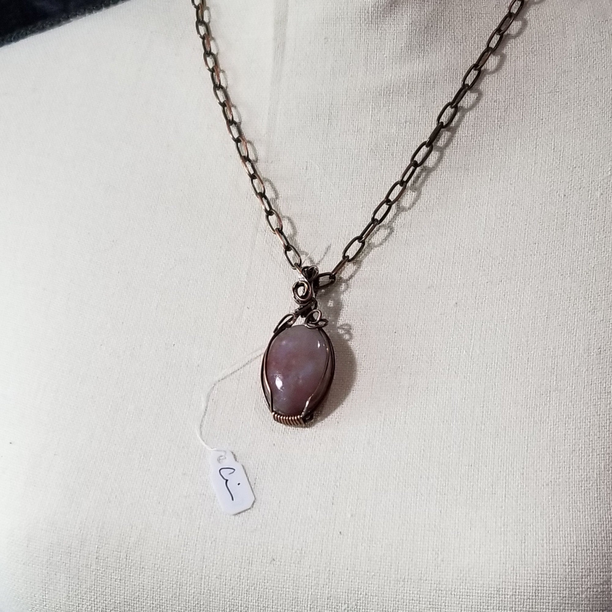 Utah Orange Agate Copper Wire Wrap Pendant