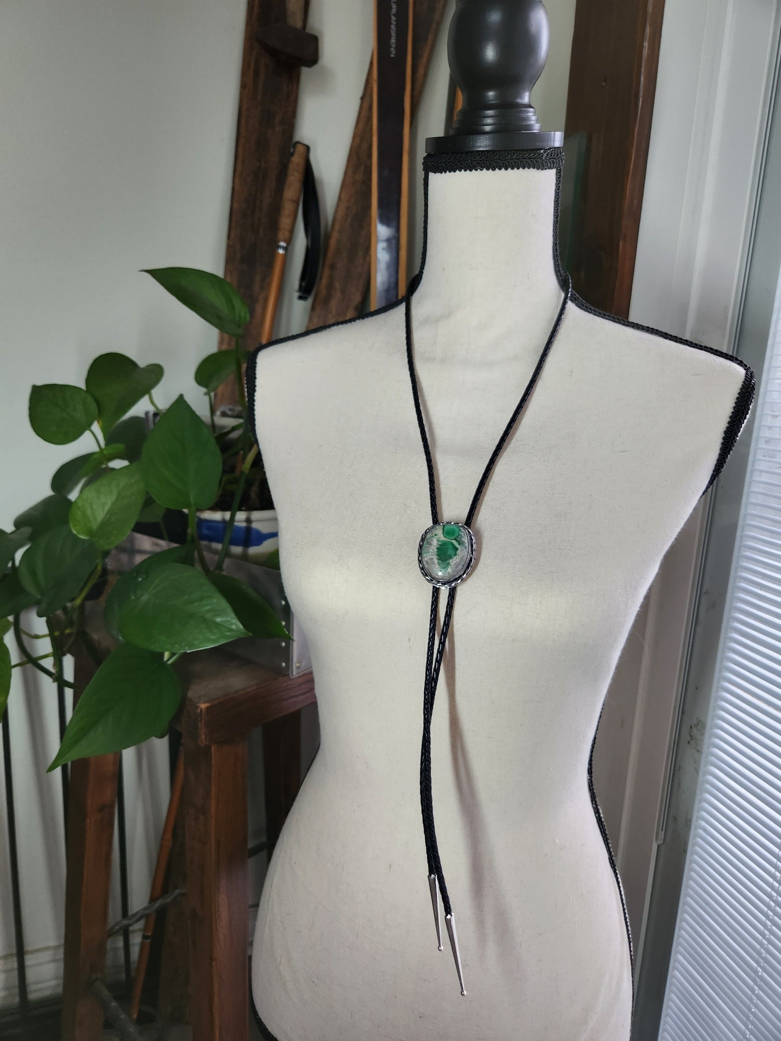 Bolo Tie - Utah Variscite set in Sterling Silver