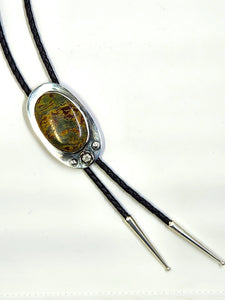 Bolo Tie - Oregon Kaleidoscope Jasper set in Sterling Silver