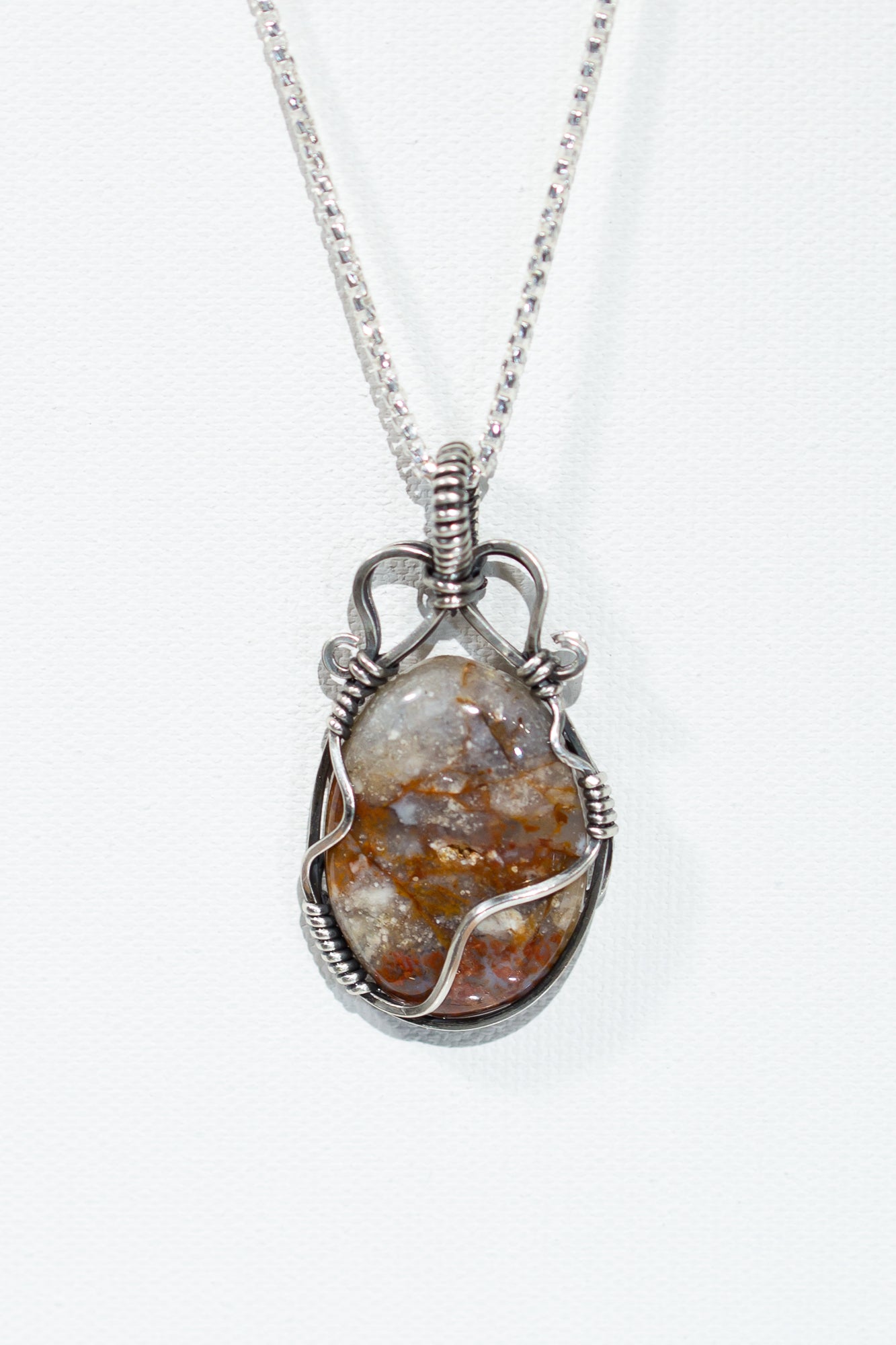 Wendover Agate Wire Wrap Sterling Sliver Pendant