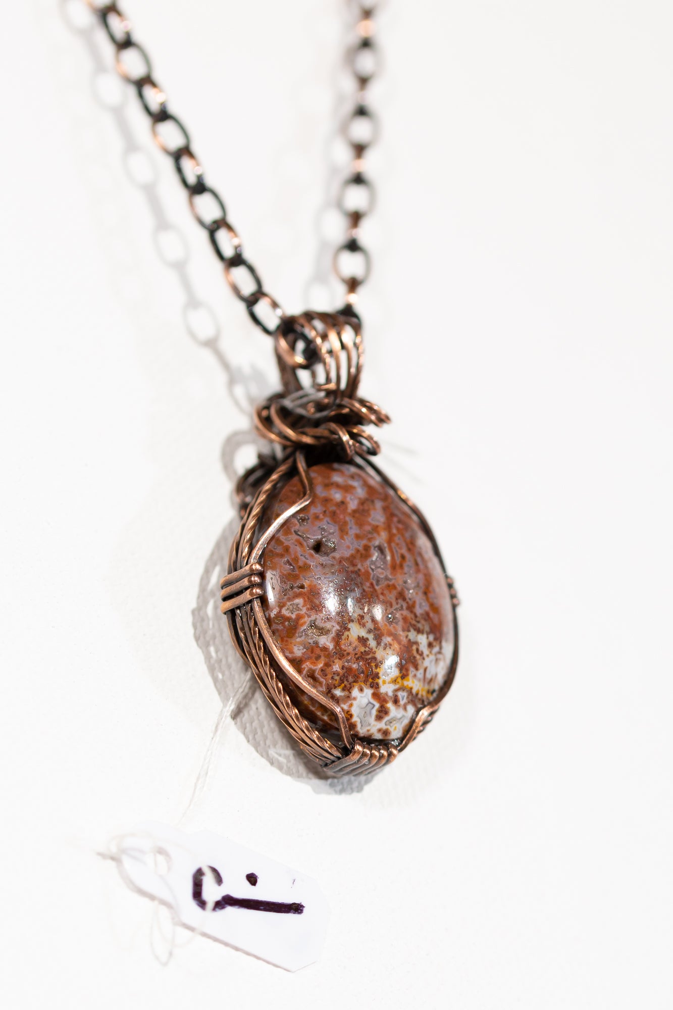 Wendover Agate Copper Wire Wrap Pendant