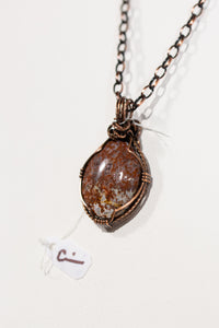 Wendover Agate Copper Wire Wrap Pendant