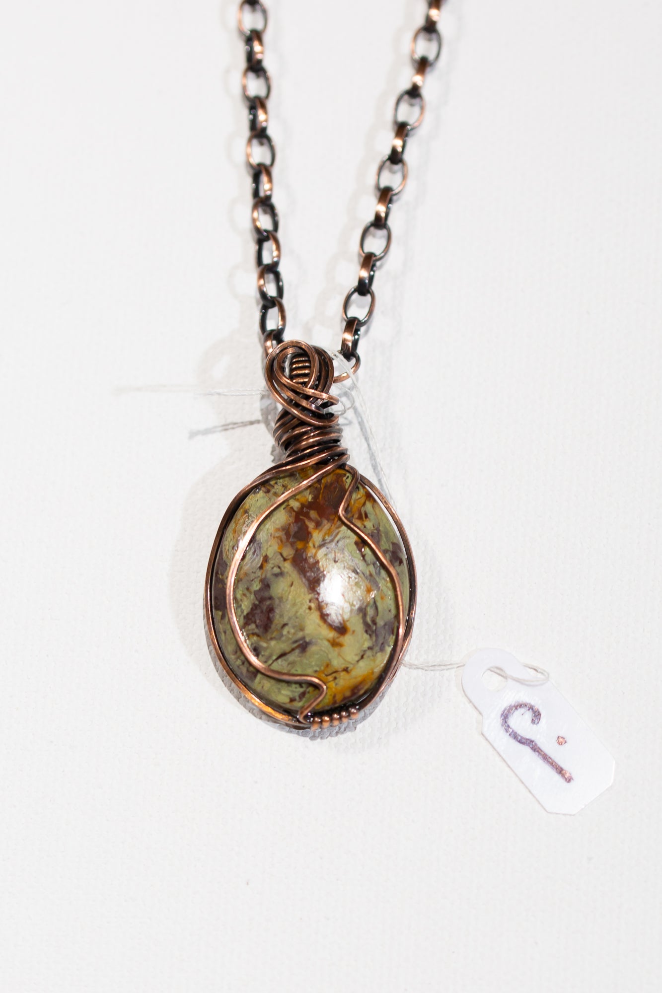 Oregon Kaleidoscope Jasper Copper Wire Pendant