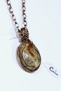 Oregon Kaleidoscope Jasper Copper Wire Pendant