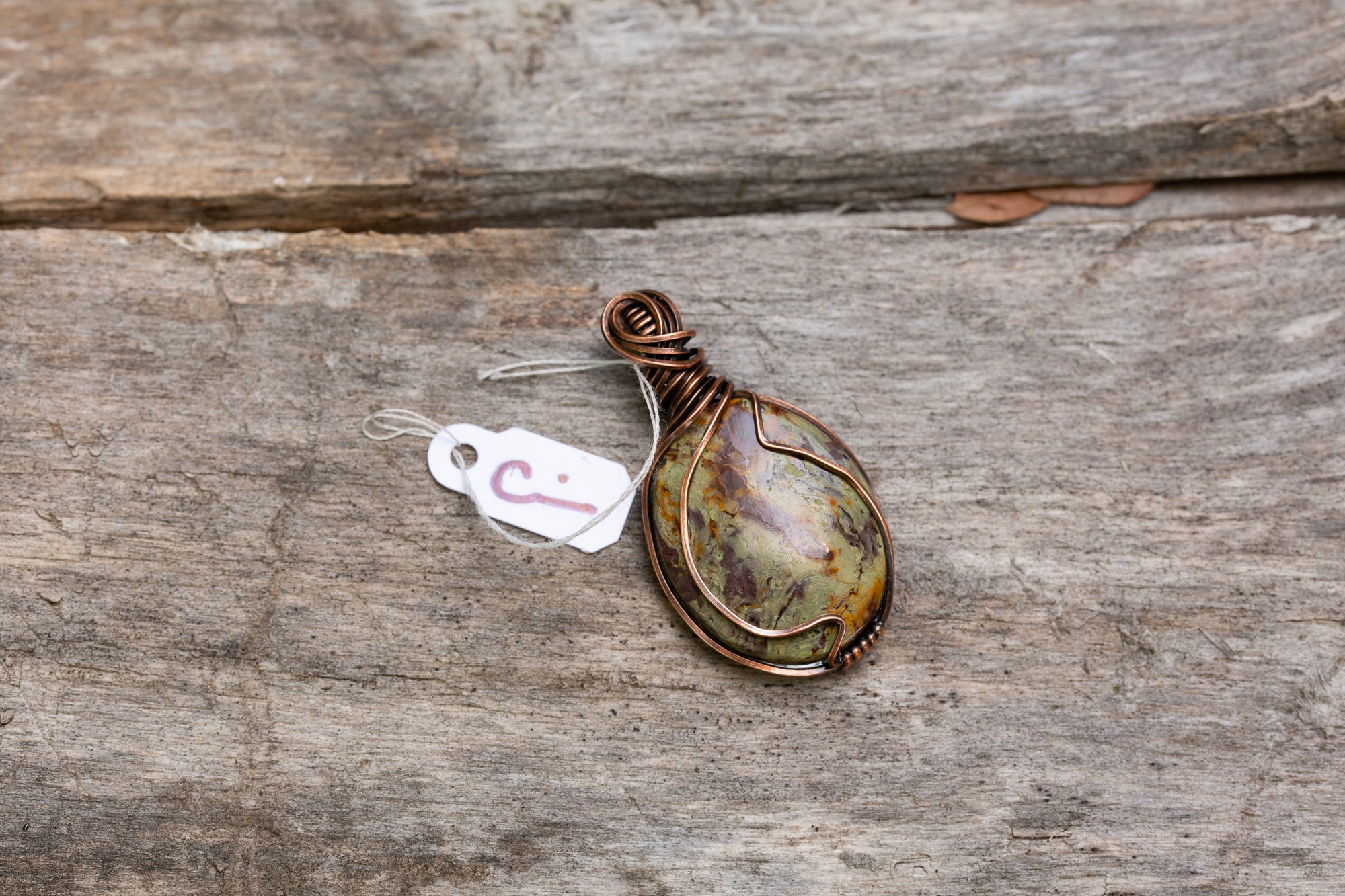 Oregon Kaleidoscope Jasper Copper Wire Pendant