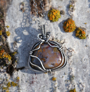 Agate Pendant Wrapped in Sterling Silver - One of a kind