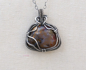 Agate Pendant Wrapped in Sterling Silver - One of a kind